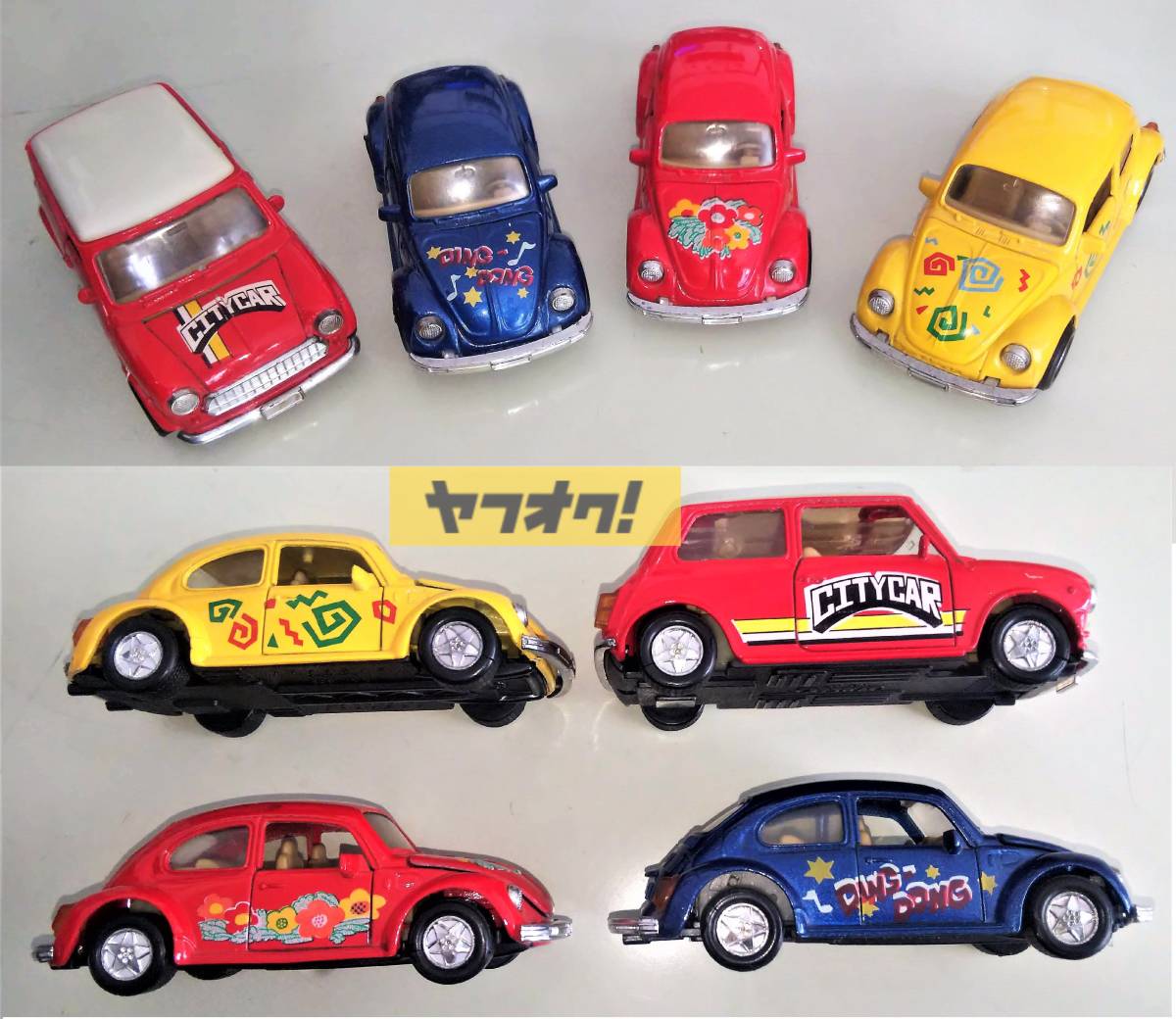 WELLY Willie Volkswagen VW 1303 No.9049 Beetle Mini Cooper No.9045 Vintage 4 pcs. set Junk 