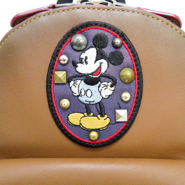  Coach COACH Disney collaboration rucksack Mickey leather Brown F59356 used [ quality iko-]