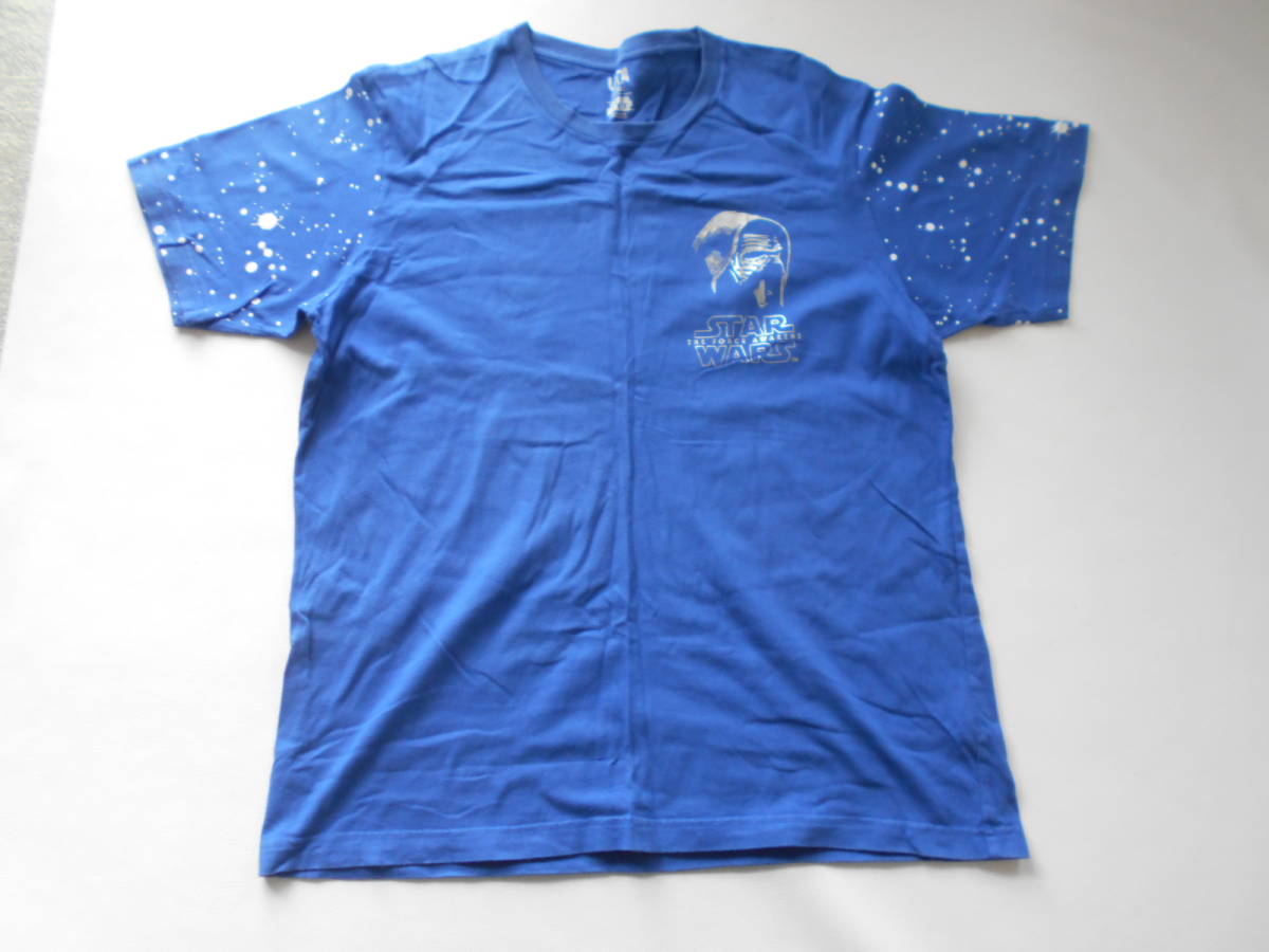 F / UNIQLO UT ユニクロ スターウォーズ カイロレン イラスト 半袖 シャツ XL サイズ ブルー 中古品_画像1