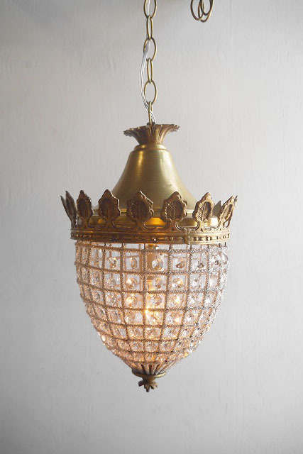 アンティーク調　フランス　ガラス装飾　1灯シャンデリア　B　ライト　ランプ