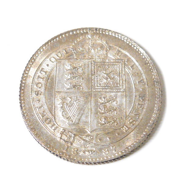 ◎1887年 イギリス ヴィクトリア女王 1シリング銀貨 コイン 直径23.5mm 5.6g ON5108の画像3
