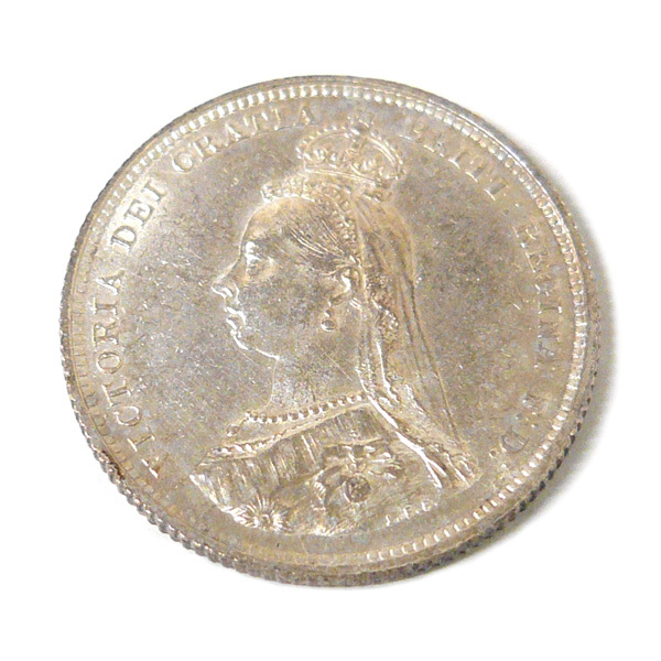 ◎1887年 イギリス ヴィクトリア女王 1シリング銀貨 コイン 直径23.5mm 5.6g ON5108の画像2