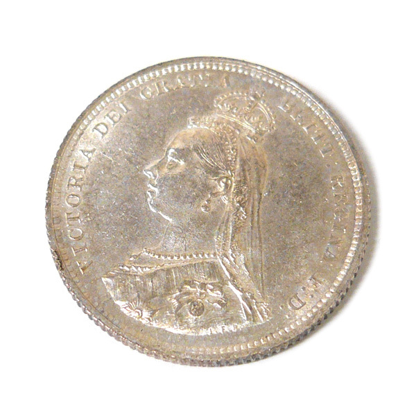 ◎1887年 イギリス ヴィクトリア女王 1シリング銀貨 コイン 直径23.5mm 5.6g ON5108の画像1