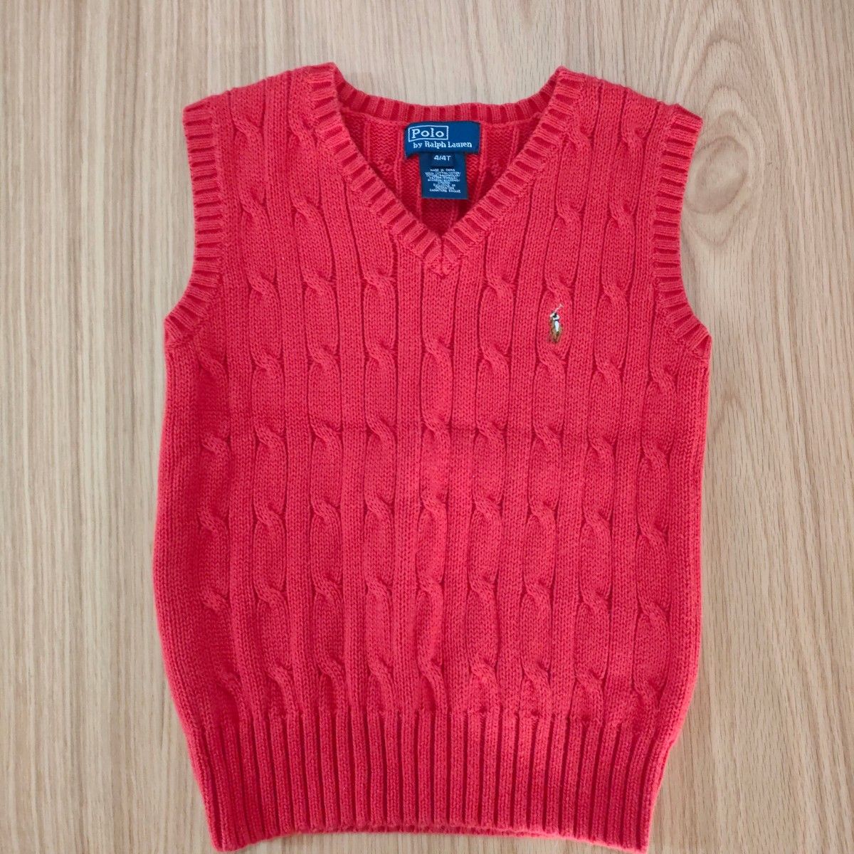ラルフローレン ラルフローレンベスト RALPH LAUREN ニットベスト キッズ ケーブルニット POLO 子供服 赤