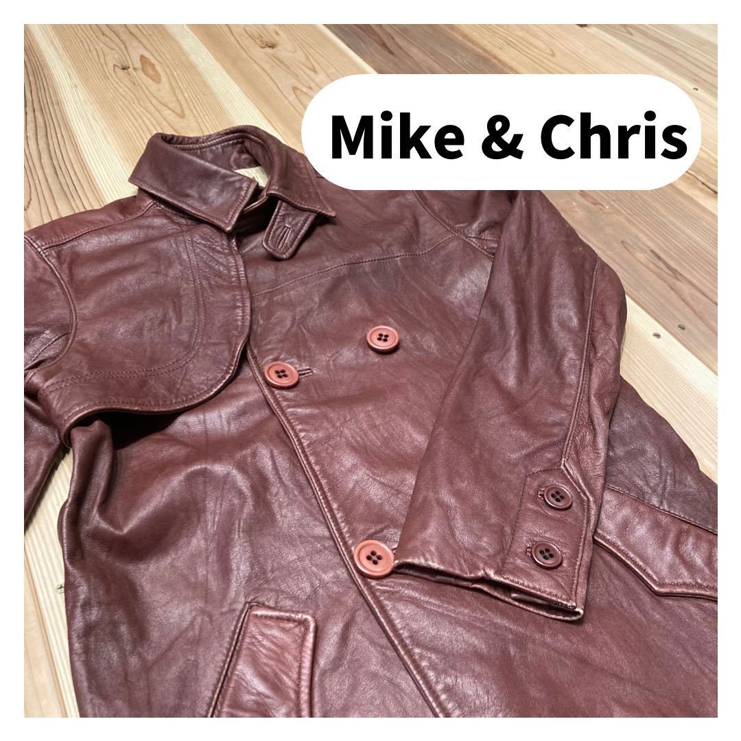 Mike & Chris マイクアンドクリス ライダースジャケット レザージャケット USA製 革ジャン ラムレザー レザーコート ダブル 玉mc1083_画像1