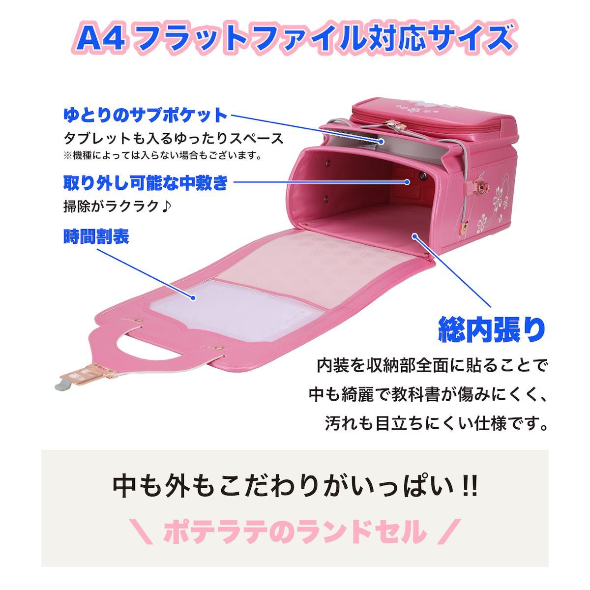 ランドセル 新品 ブルー 桜 可愛い 入学準備 入学祝い 軽い 女の子
