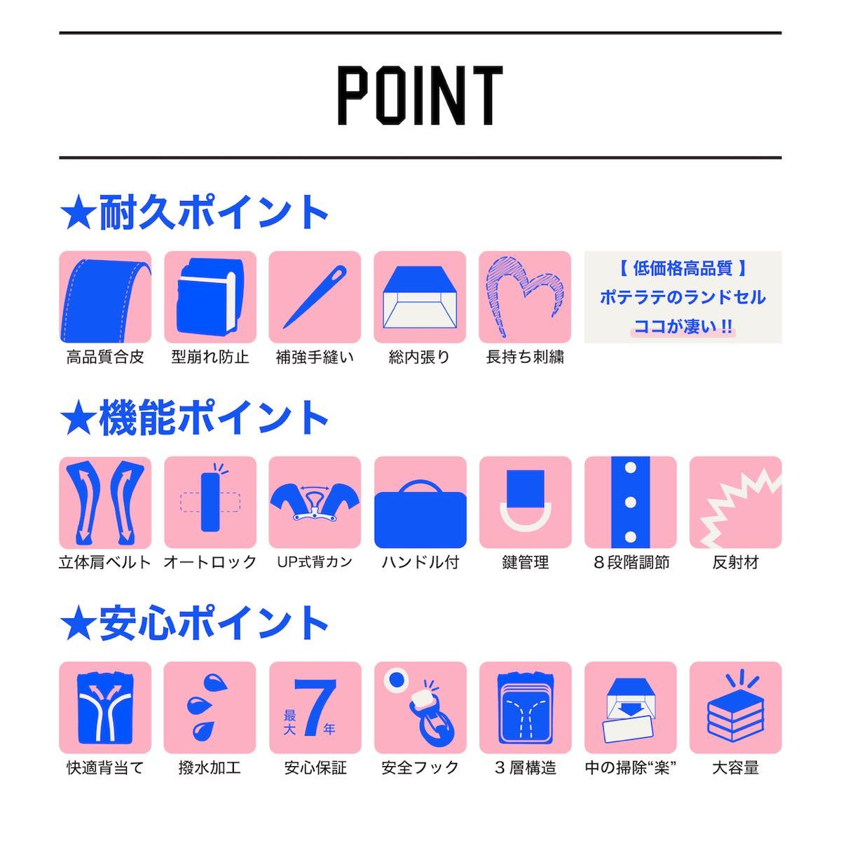 ランドセル 新品 ホワイト 白 桜 可愛い 入学準備 入学祝い 軽い