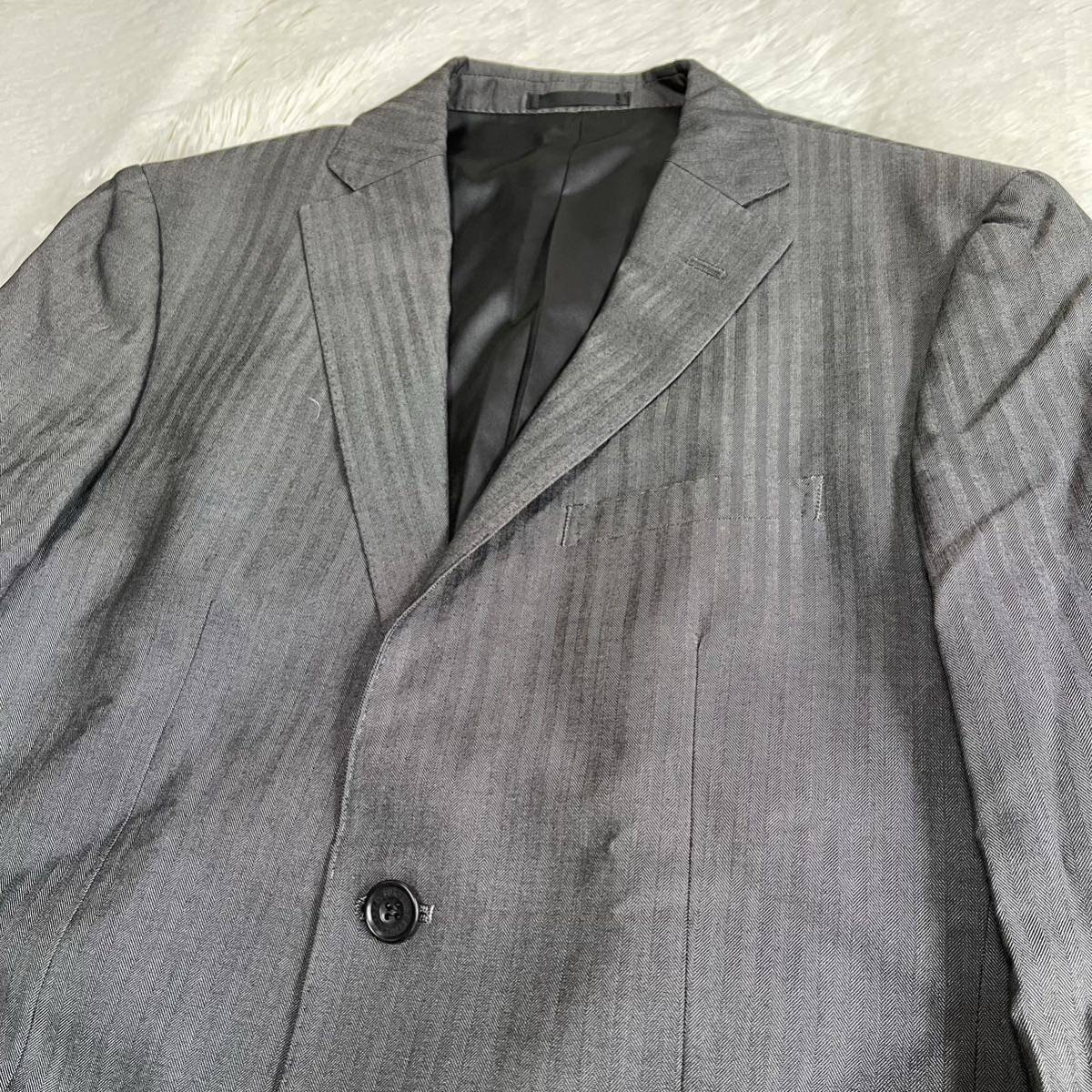 美品】バーバリーブラックレーベル スリーピーススーツ ダークグレー M