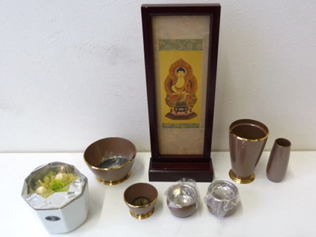  unused goods exhibition goods family Buddhist altar Buddhist altar fittings set W486×D430×H1355mm furniture present-day family Buddhist altar lighting .. axis flower . incense stick . incense stick difference low sok .. bowl tea hot water vessel ..book@ guarantee 