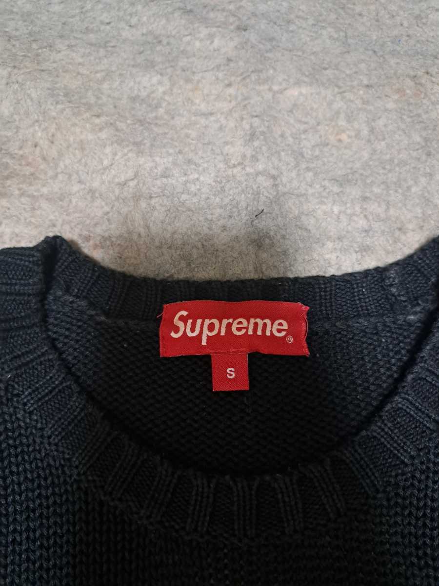 美品 Supreme バックロゴ セーター 黒 S Back Logo Sweater