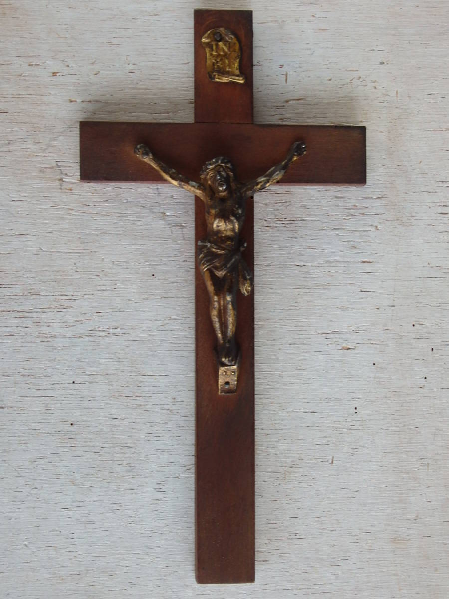 フランスアンティーク 十字架 クロス ウォール 壁掛け キリスト 教会 装飾 インテリア フレンチ 蚤の市 ブロカント 仏_画像2