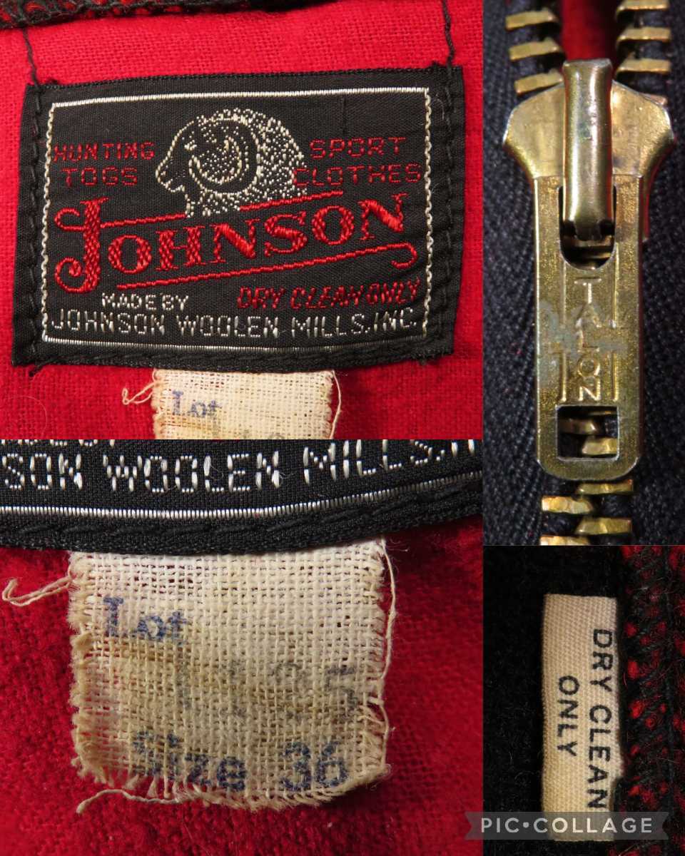 TALON(Zip)★36インチ【JOHNSON WOOLEN MILLS/ジョンソン】ビンテージ/1970年代(頃)チェック/マッキーノコート/ウール/ウールジャケット★_画像3