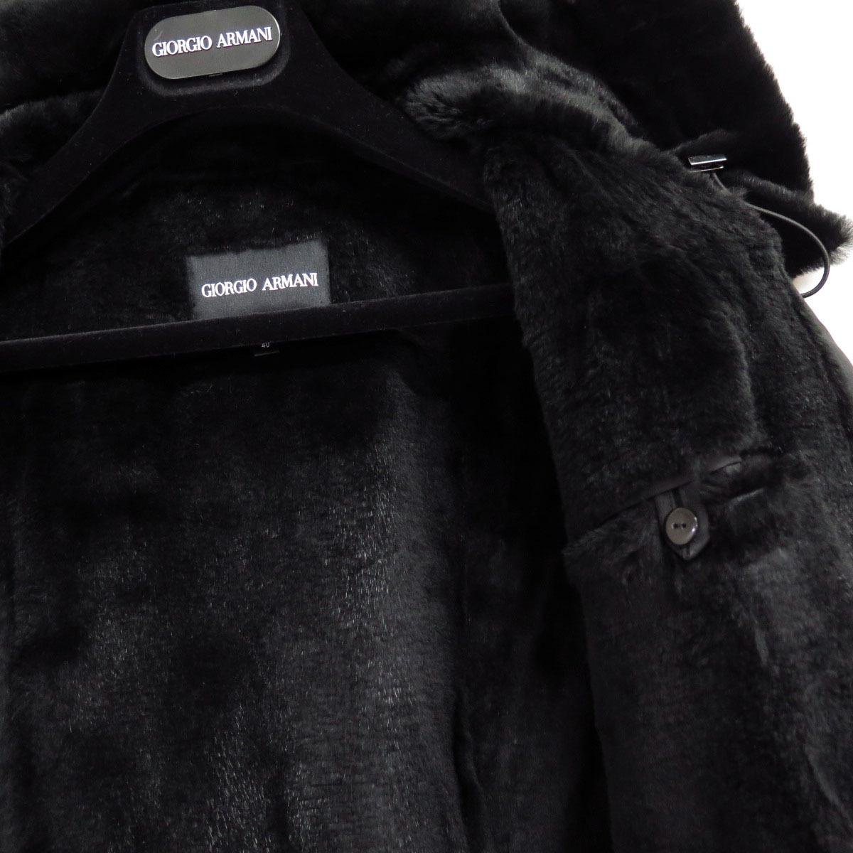 GIORGIO ARMANI PEPLUM BIKER JACKET FUR LINER 40 ジョルジオ