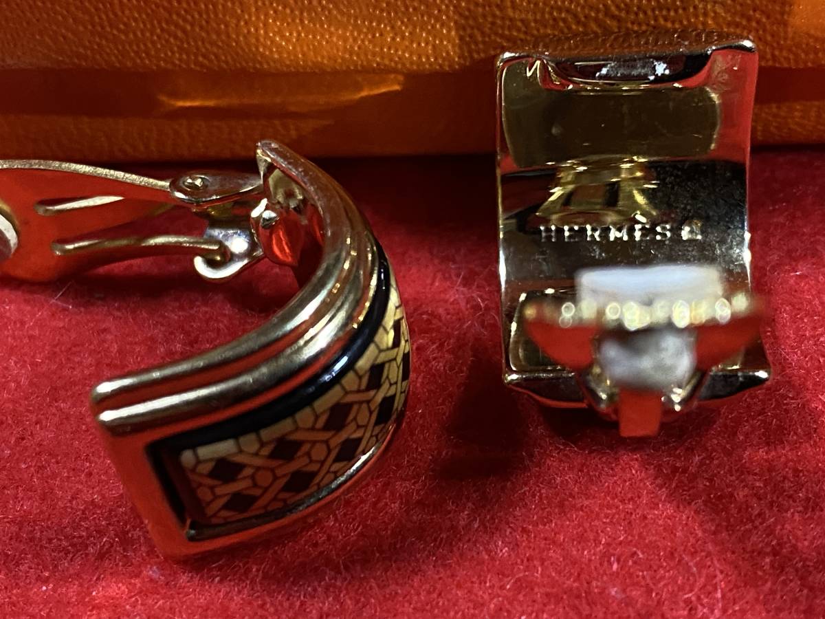 HERMES エルメス エマイユ イヤリング アンティーク ヴィンテージ 箱付