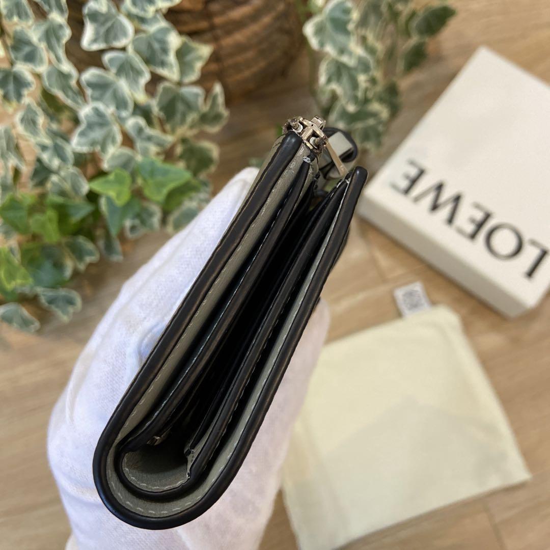送料無料 LOEWE ロエベ スリムジップバイフォールドウォレット 二つ折りコンパクト財布 ローレルグリーン 美品
