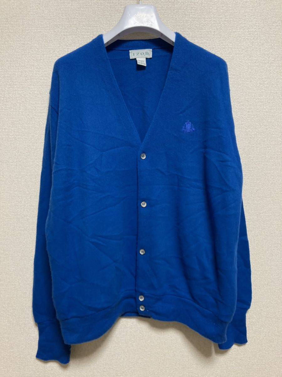 【1着でも送料無料】 USAヴィンテージ IZOD アイゾッド アクリルニットカーディガン USA製 ブルー 青 L カーディガン 【1着でも送料無料】 USAヴィンテージ IZOD アイゾッド アクリルニットカーディガン USA製 ブルー 青 L カーディガン