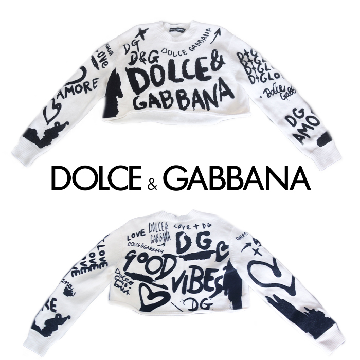 Dolce & Gabbana ウールベルベットロゴクロップドセーター | neweracom.ma