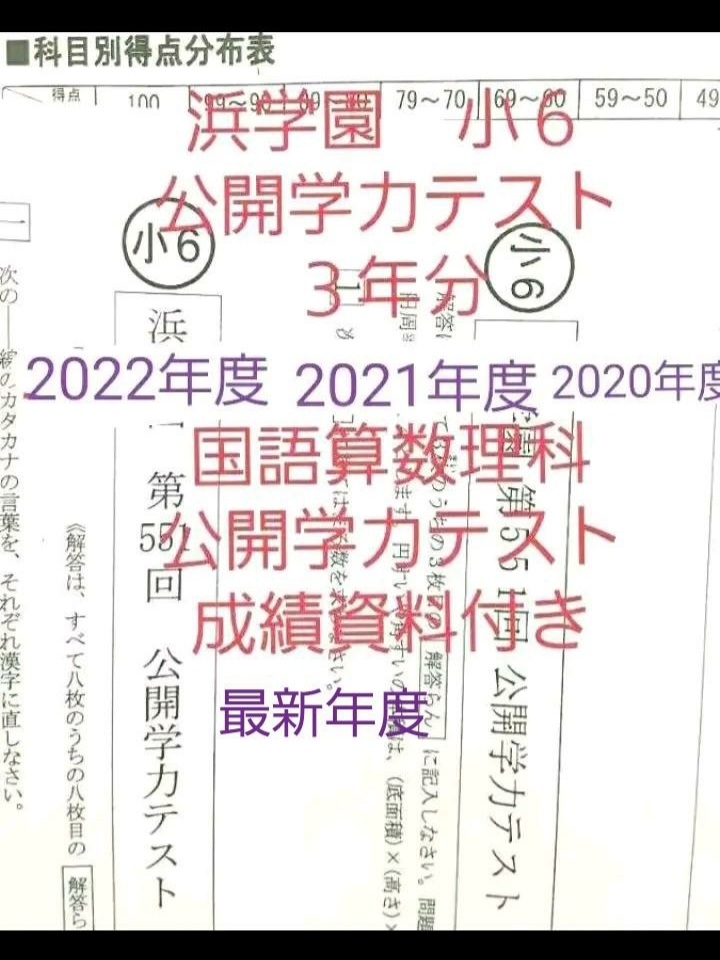 浜学園 小6 2020年〜2022年 3年分 ４科目 公開学力 【成績資料付】-