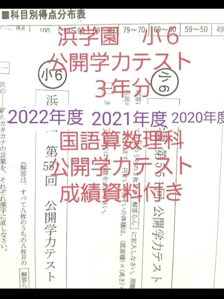 浜学園 小３ 2020～2015年 6年分 国語 算数 公開学力テスト-