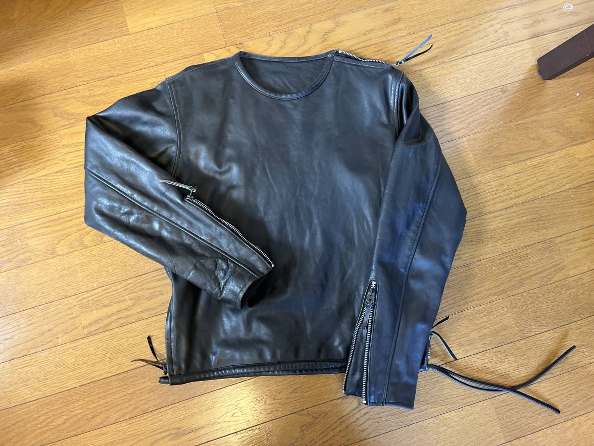 Yahoo!オークション - 丸襟☆レザージャケット☆プルオーバー☆Tシャツ