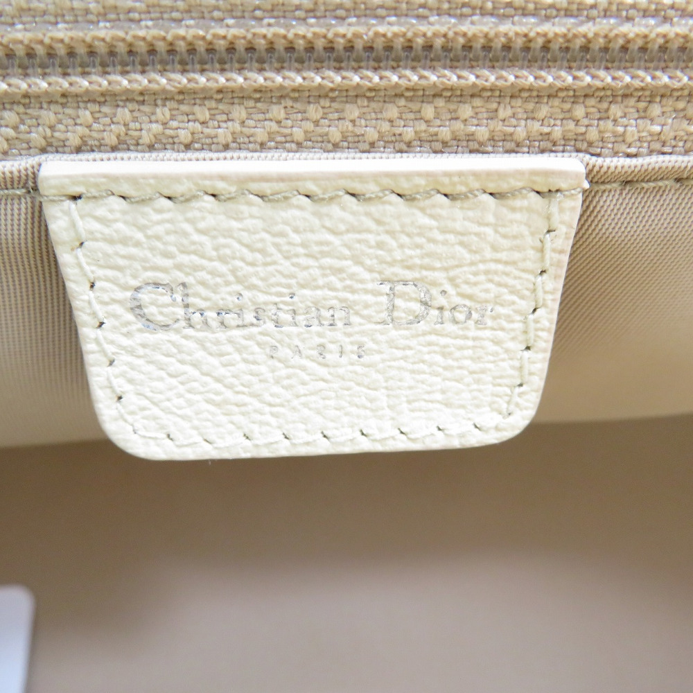 クリスチャンディオール トロッター フラワー刺繍 キャンバス レザー ベージュ 金具シルバー 0081 Christian Dior_画像6
