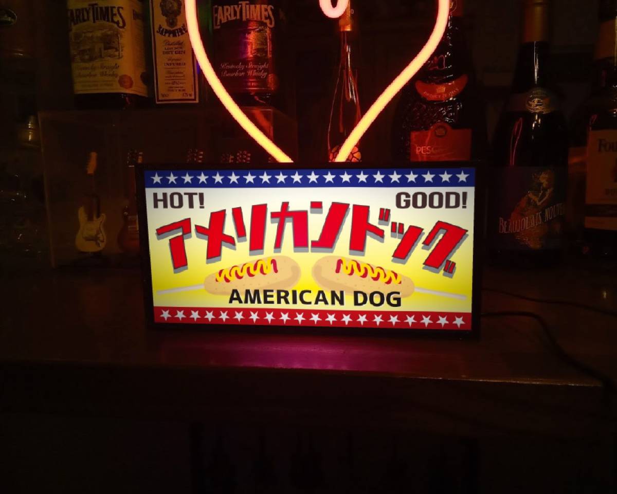  american dog hot dok sausage cart kitchen car festival store miniature autograph lamp signboard miscellaneous goods LED light BOX illumination signboard 