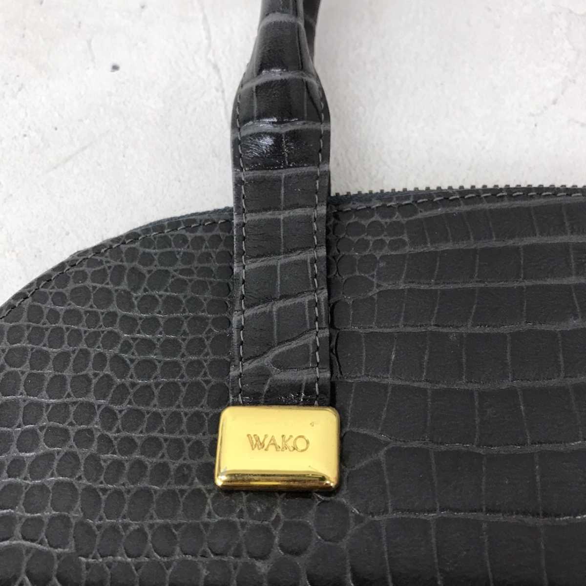 良好 銀座和光 WAKO ワコウ クロコ型押し 本革 オールレザー ...
