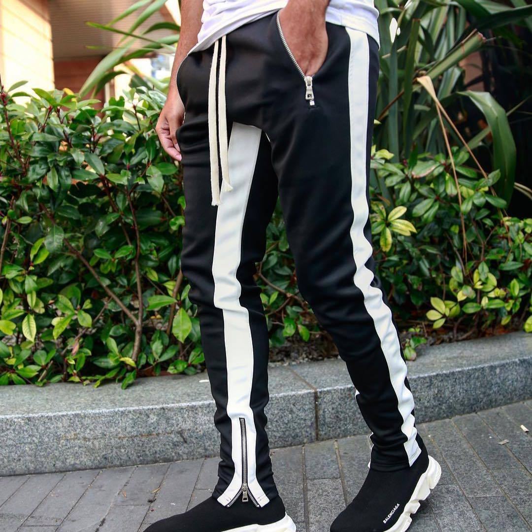 ジョガーパンツ サイドラインパンツ スキニー カジュアル ブラック L