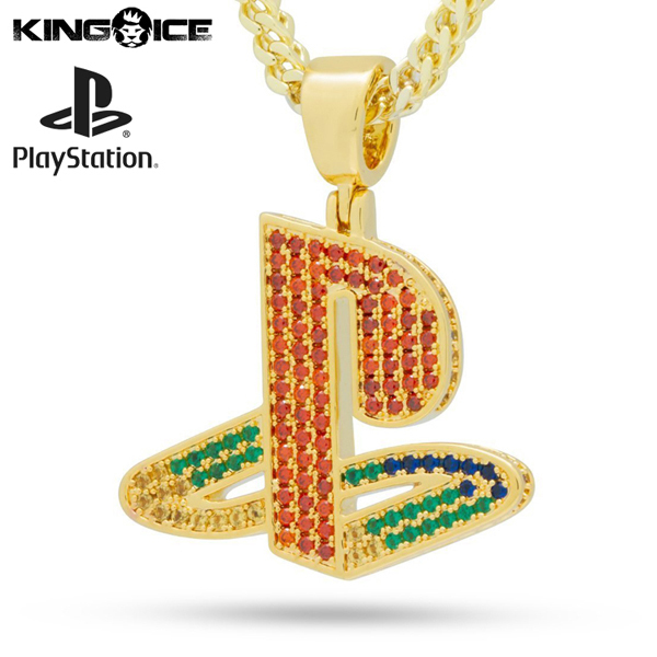 【ワンサイズ】King Ice×PlayStation キングアイス×プレイステーション ネックレス ゴールド Classic PS Logo Necklace メンズ 男性