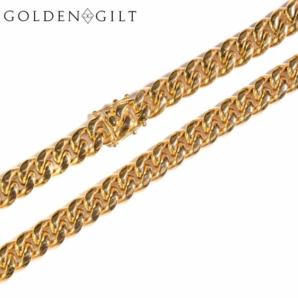 【チェーンの長さ 30インチ】Golden Gilt ゴールデンギルト マイアミキューバンリンクネックレス ゴールド 14mm Miami Cuban Link Necklace