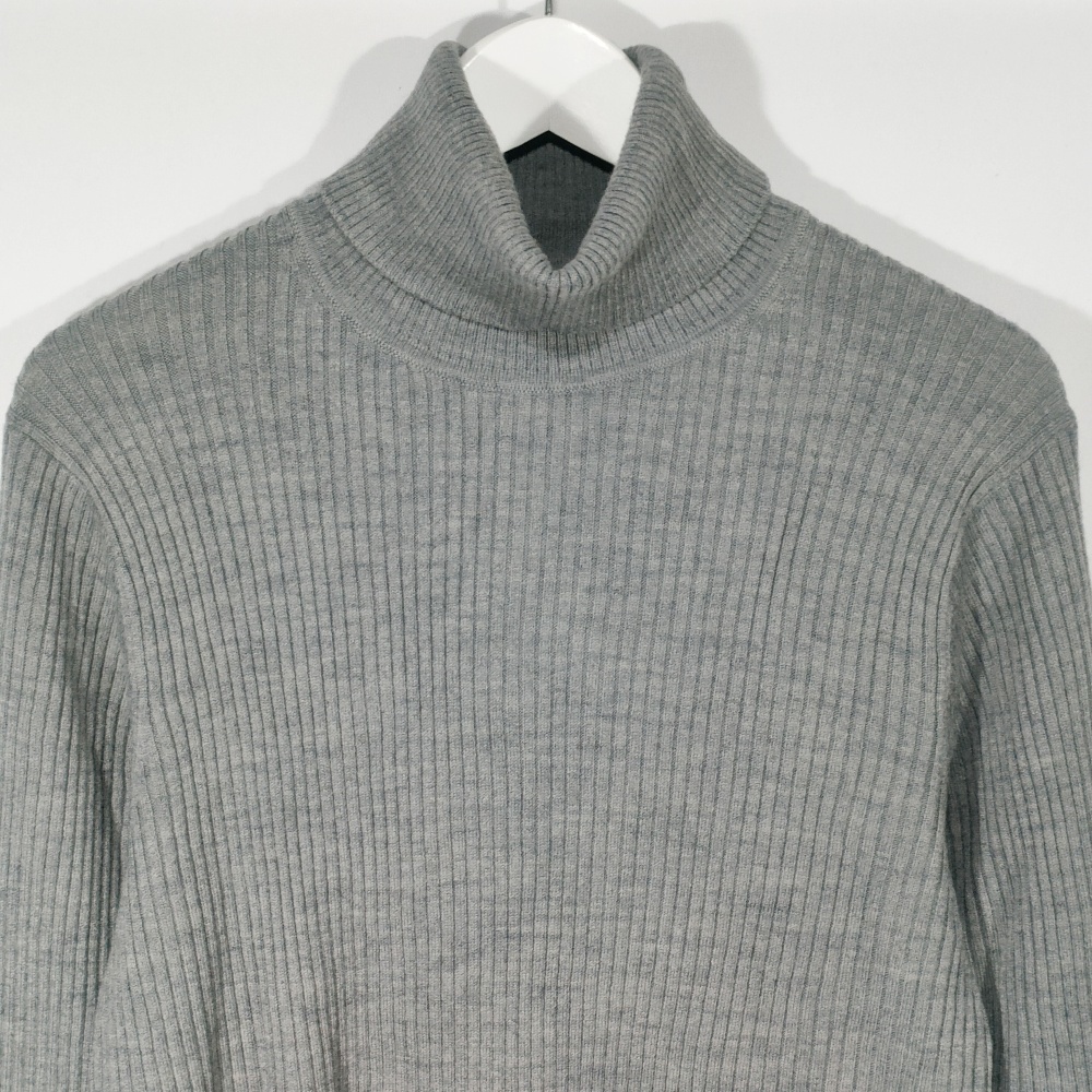 ユニクロ UNIQLO リブタートルネックセーター ニット タートルネック 351-421270 長袖 XL グレー メンズ 中古 /DC
