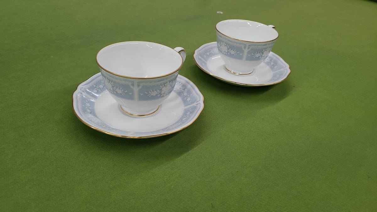 ★売切り★ノリタケ Noritake　レースウッドゴールド カップ＆ソーサー ブルー　2客　中古　No.Z_画像2