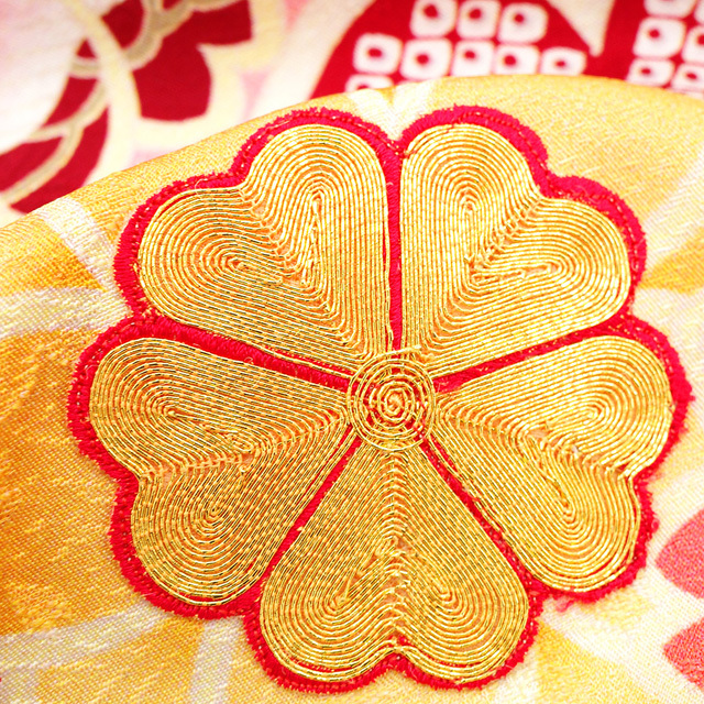 訪問着 袷 着物 金駒刺繍 金彩加工 ピンク 桜 さくら 地紋 フォーマル