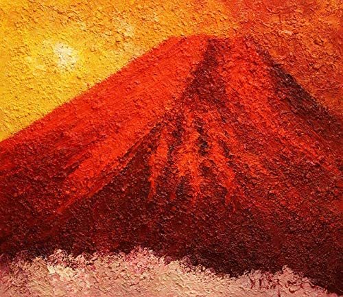 手描き 肉筆 油絵 富士山 赤富士 F10 絵画 額入り 絵 額装付き F10号 開運 風景画 豪華 運気上昇 運気アップ 新品 縁起物 プレゼント_画像2