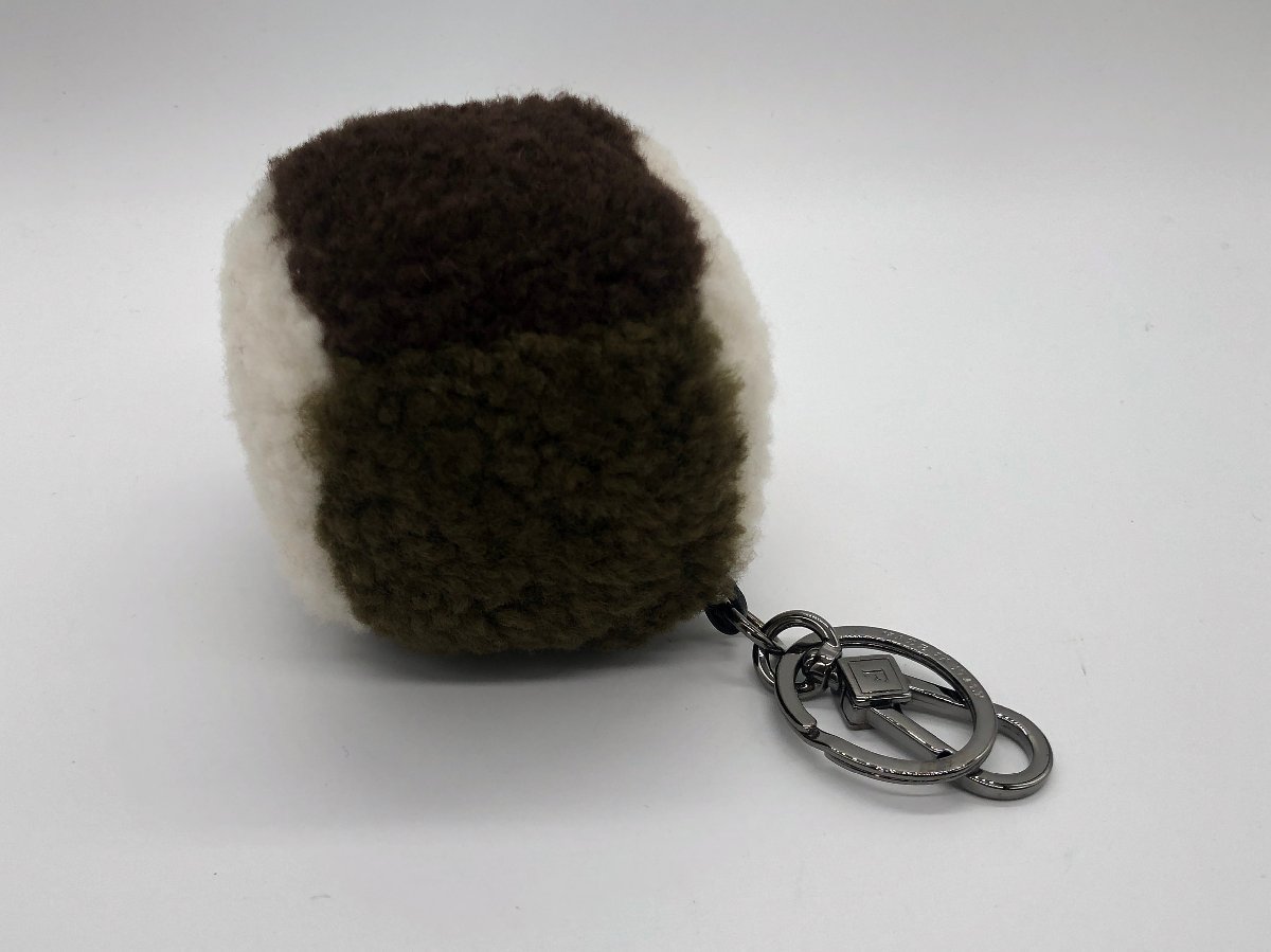 #[YS-1] Furla FURLA key holder # key ring bonbon 7cm four person knitting wool light brown group × white series # Italy made [ including in a package possibility commodity ]K#