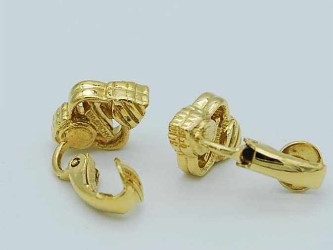 #[YS-1] хороший # Givenchy GIVENCHY # серьги камень имеется # оттенок золота x прозрачный серия верх примерно 1.4cmx1cm [ включение в покупку возможность товар ]#C