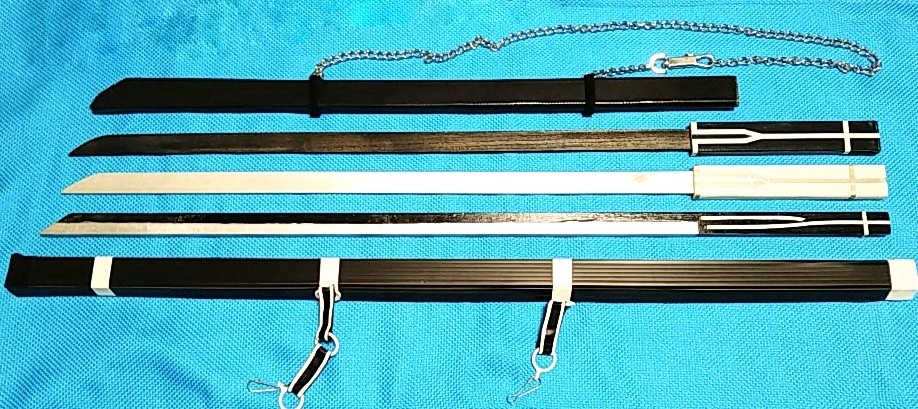 D.Gray-man god rice field yuuino sense six illusion ( Mugen )+ two illusion sword sword 3ps.@+ scabbard 2 ps wooden light weight cosplay small articles tool costume item for collection unused goods 
