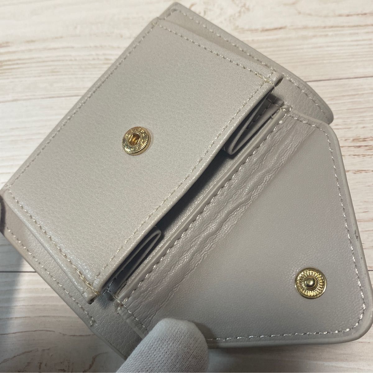【GLEGE】三つ折りコンパクトミニウォレット　レディース 小さい財布　グレー　コインケース　小銭入れ　財布