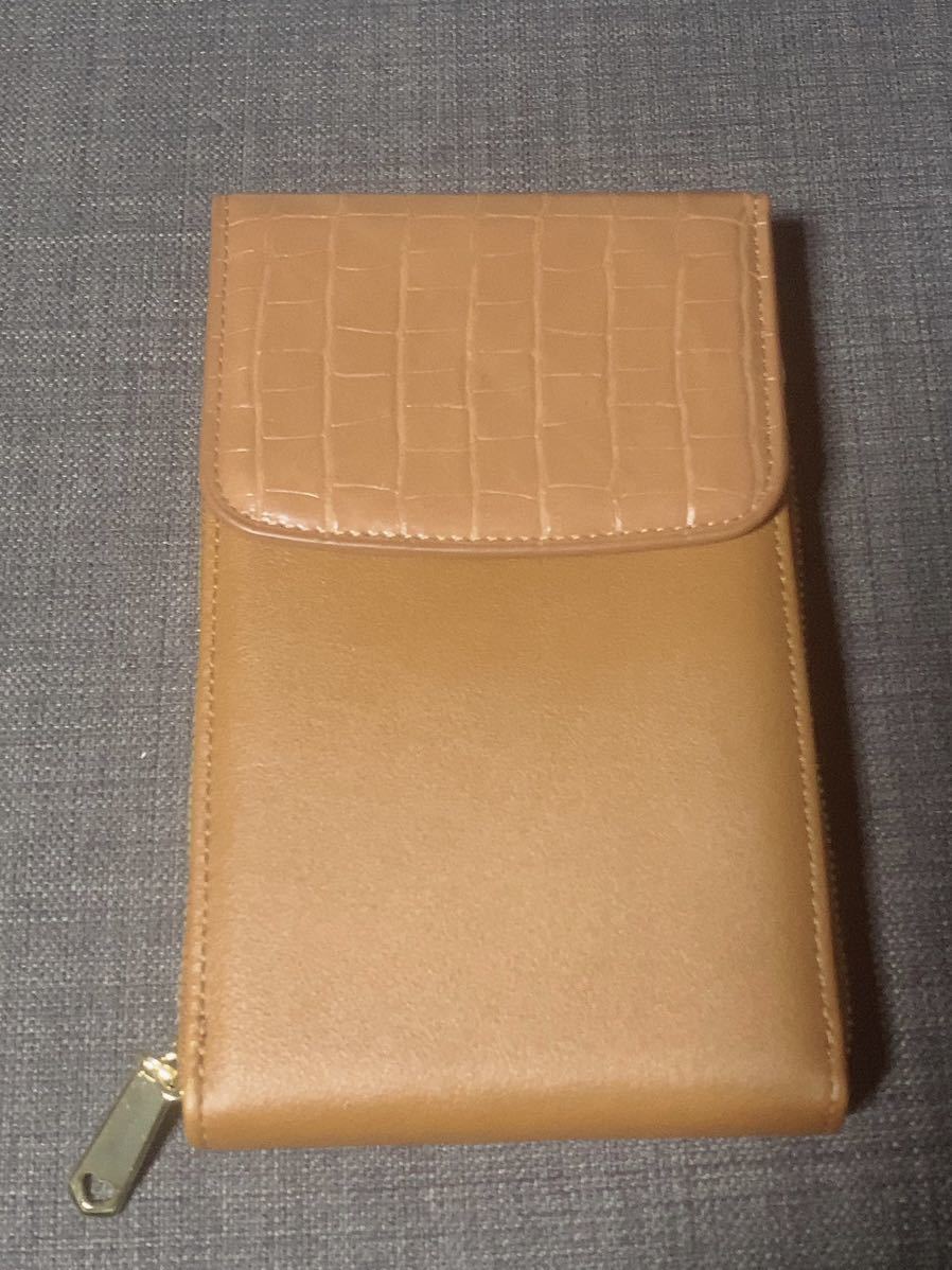  new goods unused . purse shoulder bag bulrush . bag smartphone pouch Brown 