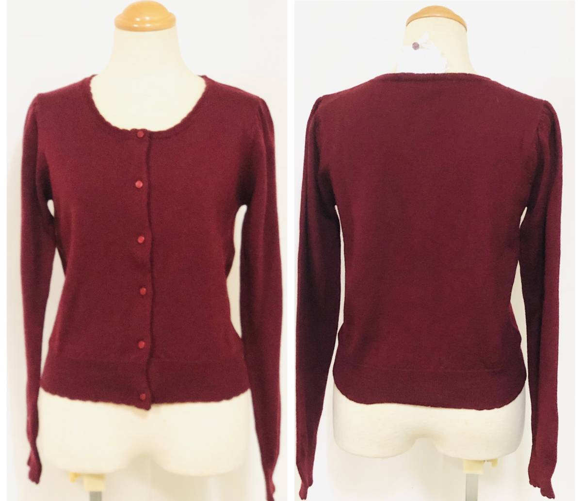  tag equipped L\'EST ROSE L'Est Rose frill design length .. cardigan dark red color knitted size 2
