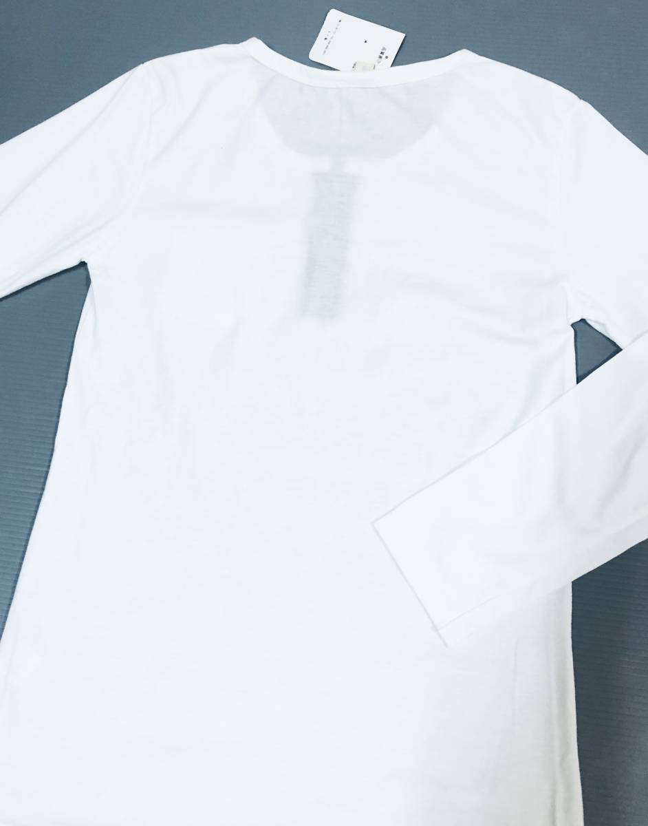 新品タグ付き　訳アリ　ジップアップファスナー＆胸ポケットデザイン　長そでTシャツ　ホワイト　サイズM　㈱ツーオーツー_画像6