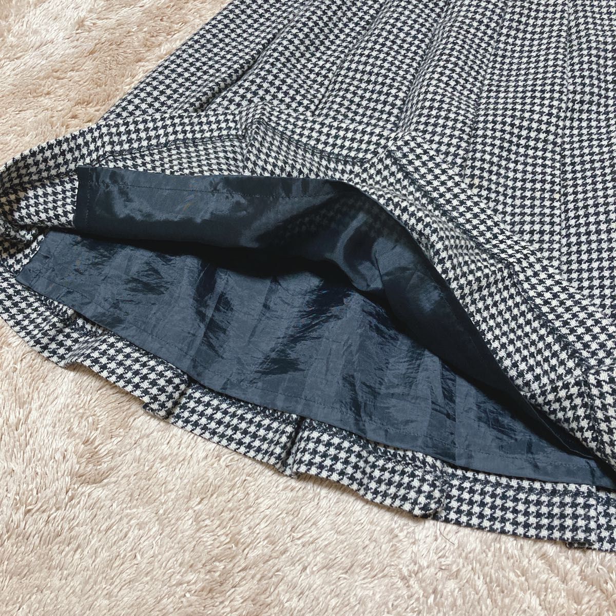anysis ビジューボタンカーデ 千鳥柄プリーツスカート セットアップ M