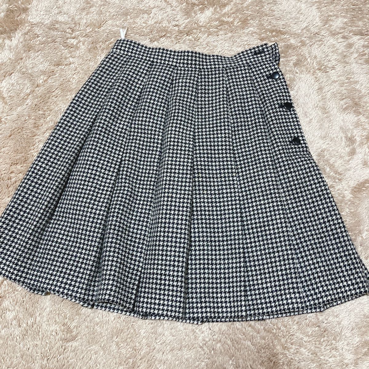 anysis ビジューボタンカーデ 千鳥柄プリーツスカート セットアップ M