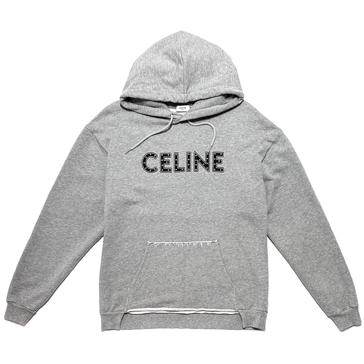 国内正規品 22SS CELINE スタッズロゴコットンルーズフーディー XL