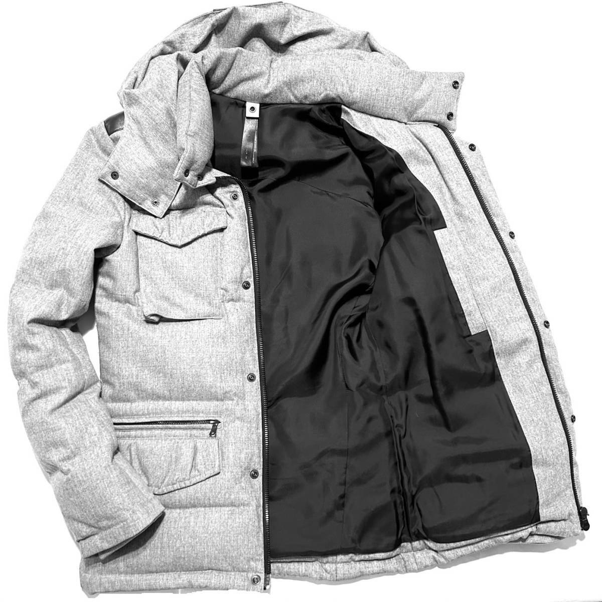 定価10万 wjk HEAVY WOOL POPLIN SEPARATE HOOD DOWN JACKET Sサイズ ヘビーウールポプリンフード付ダウンジャケット モンクレール wjk