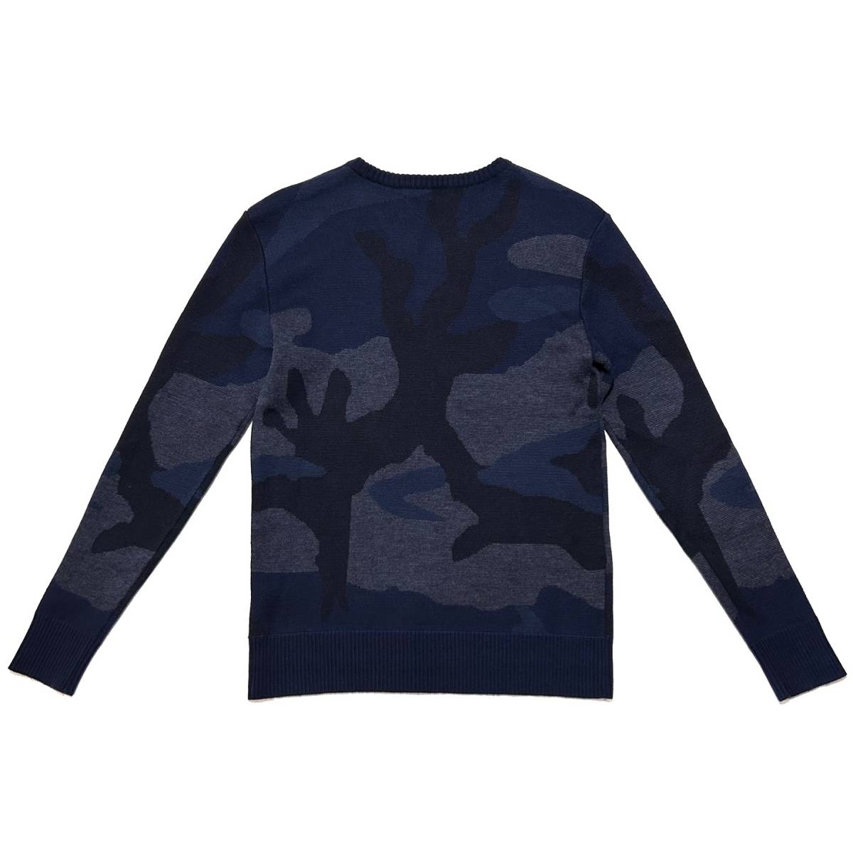 LEON掲載 定価4.6万 1piu1uguale3 ZegnaBaruffa社CASHWOOL BIG CAMO CREW KNIT L キャッシュウールビックカモクルーネックニット wjk akm_画像2