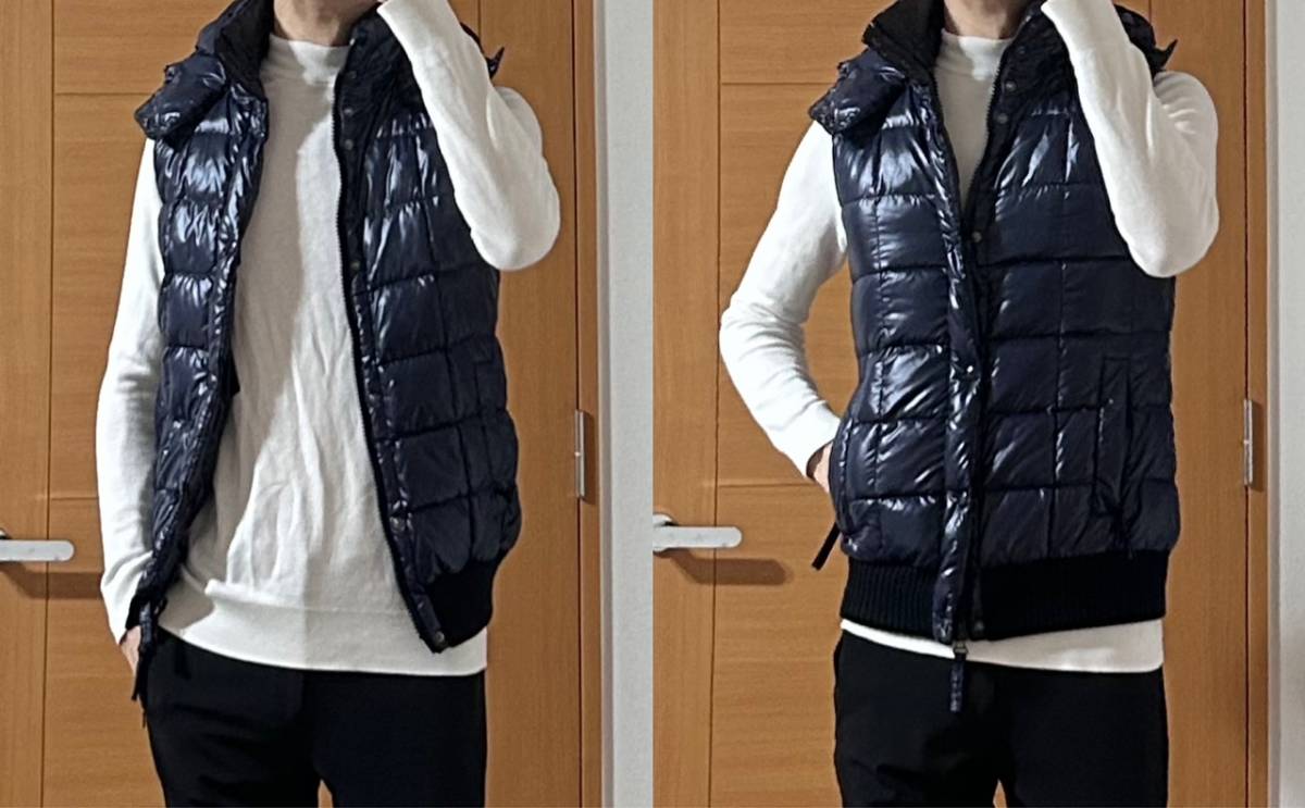 LEON掲載 定価9 7万 AKM×DUVETICA squared hooded down vest LIMONTA