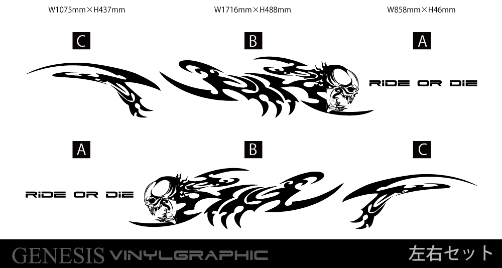 車 ステッカー かっこいい スカル 髑髏 サイド ワイド デカール wa56 大きい 上質 バイナル ワイルドスピード系 「全8色」 GENESIS