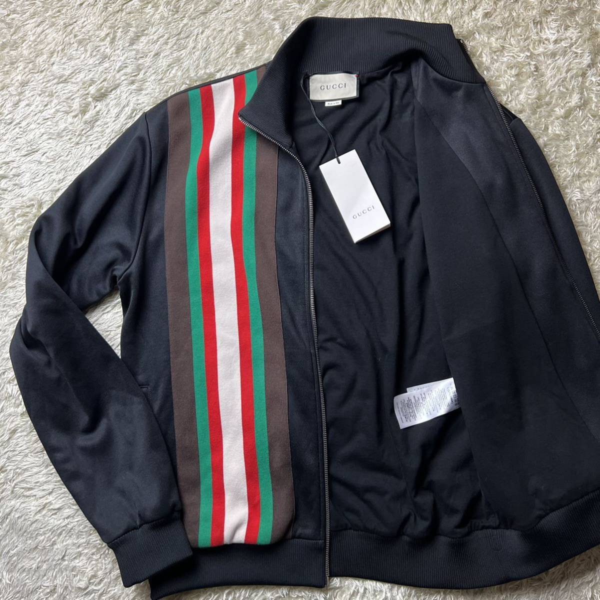 D03 新品タグ付!!GUCCI ★ OVERSIZE TECHNICAL JERSEY JACKET (Lサイズ) ★ グッチ オーバーサイズ テクニカル ジャージ シェリーライン_画像2