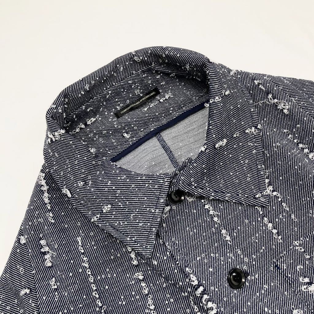 Y's HOLED JACQUARD DESGINED JACKET グレー紺2_画像5